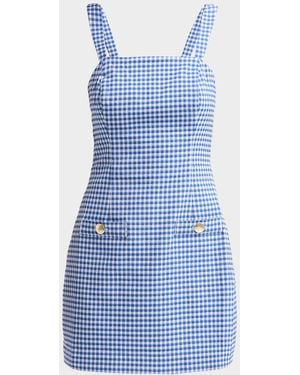 Lilly Pulitzer Veda Gingham Stretch Jacquard Skirted Romper - Blue