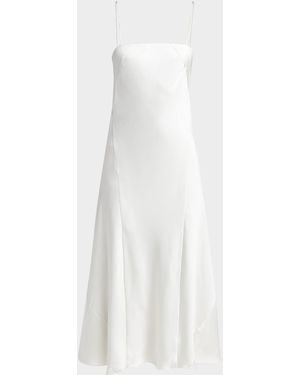 Giorgio Armani Double Silk Satin Spaghetti-Strap Maxi Dress - White