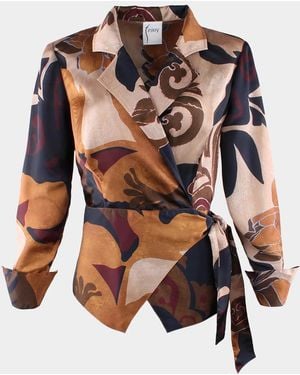 Finley Juno Etruscan Scroll-Print Wrap Top - Multicolor