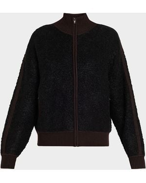 6397 Zip-Up Bouclé Track Jacket - Black