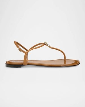 Giuseppe Zanotti Hobby Embellished Flat Leather Thong Sandals - Metallic