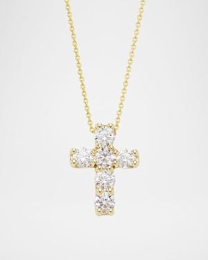Roberto Coin 18K Diamond Square Cross Pendant Necklace - White