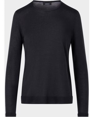 Akris Cashmere-Silk Fine Gauge Knit Sweater - Blue