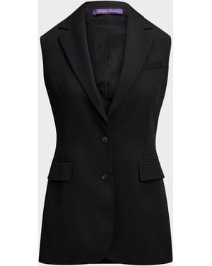 Ralph Lauren Randy Single-Breasted Grain De Poudre Vest - Black