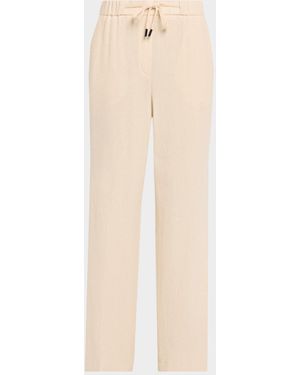 Peserico Shimmer Wool-Cashmere Pants - Natural