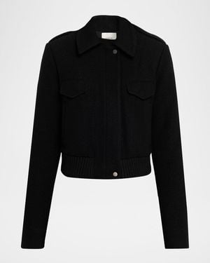 Vince Cropped Wool-Blend Jacket - Black
