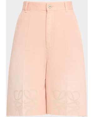 Loewe Anagram Knee Raw-Hem Bermuda Shorts - Pink