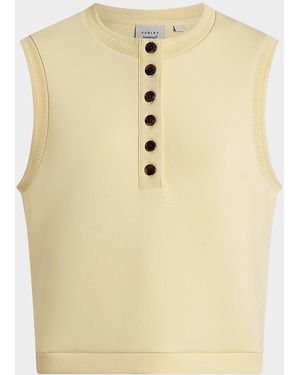 Varley Marla Button-Front Crop Tank - Natural