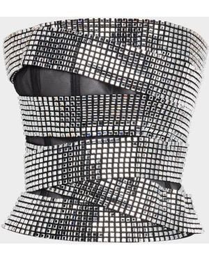 Area Disco Ball Bustier Top - Black