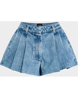 retroféte Zayna Pleated Denim Shorts - Blue