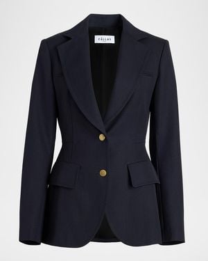 Callas Milano Neptune Tailored Wool Single-Breasted Jacket - Blue