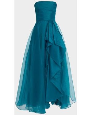 THEIA Teresa Draped Strapless Gown - Blue