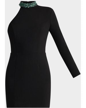 Zac Posen Wicked X Crystal Crepe Mini Dress - Black