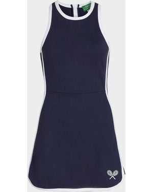 Tanya Taylor Coco Piped Tennis Mini Dress - Blue