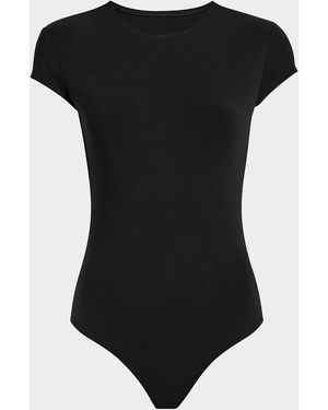 Commando Butter Cap-Sleeve Crewneck Bodysuit - Black