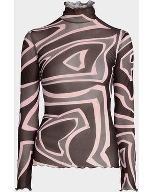 PUCCI Passepartout Tulle T-Shirt - Brown