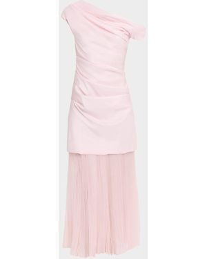 Jonathan Simkhai Ammalie Asymmetric Combo One-Shoulder Midi Dress - Pink