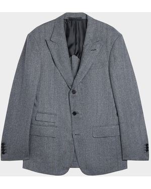 dunhill Apos;S Wool & Cashmere Herringbone Pinstripe Bourdon Sport Coat - Gray