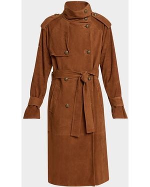 Kobi Halperin Johnny Suede Double-Breasted Coat - Brown