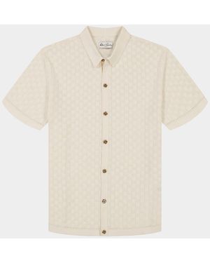 Robert Graham Ames Cotton Jacquard Short-Sleeve Sweater - Natural