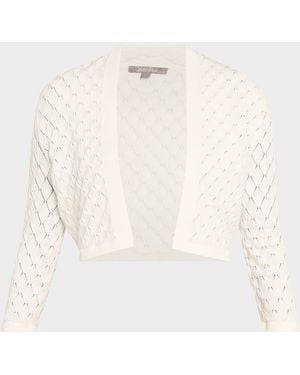 Lela Rose Pointelle Knit Bolero Jacket - White