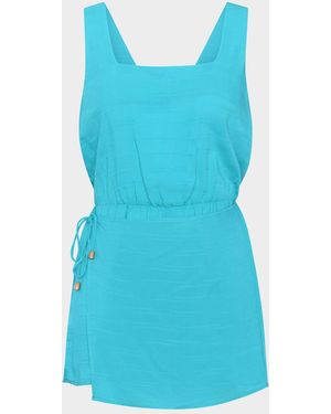 La Blanca Sea Cove Smocked Back Romper - Blue
