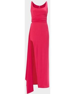Hervé Léger The Mila Draped Side-Slit Gown - Pink