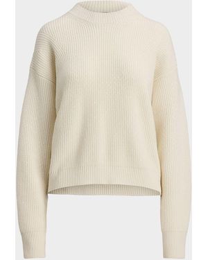 Ralph Lauren Embellished Cashmere Travel Rib Sweater - Natural