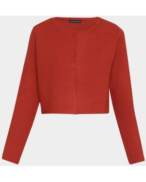 Tahari The Kailany Cropped Knit Sweater - Red