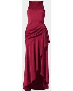 Shoshanna Verena Embellished Draped Midi Dress - Red