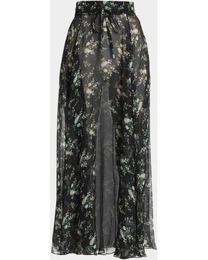 Dolce & Gabbana Floral Silk Chiffon Maxi Pull-On Skirt - Gray