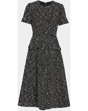 Carolina Herrera Metallic Tweed Belted Midi Dress - Black