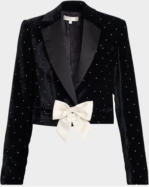 LoveShackFancy Orlisa Cropped Velvet Blazer - Black