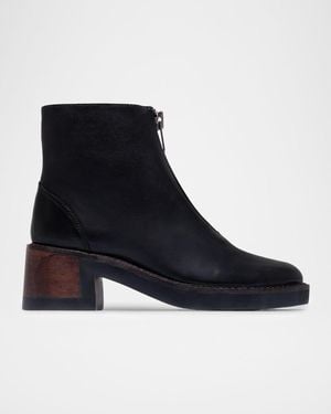 Bernardo Tess Leather Front-Zip Ankle Boots - Blue