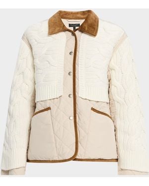 Rag & Bone Ivy Mixed-Media Jacket - Natural