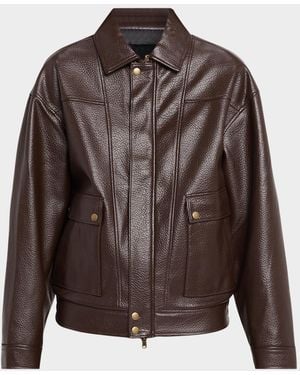 PAIGE Ashland Faux Leather Jacket - Brown