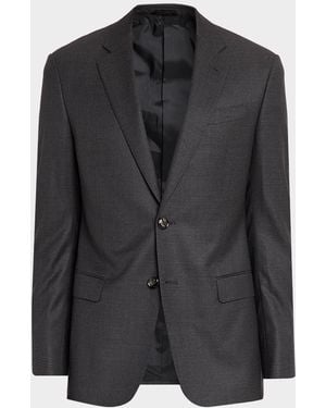 Giorgio Armani Apos;S Soft Line Wool Micro-Check Single-Breasted Sport Coat - Black