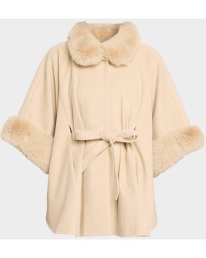 Sofiacashmere Cashmere Shawl W/ Faux Fur Trim - Black