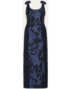 MILLY Kaelynn Floral Jacquard Dress - Blue