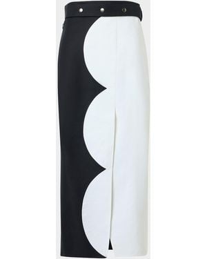 Akris Colorblock Double-Face Midi Pencil Skirt - White