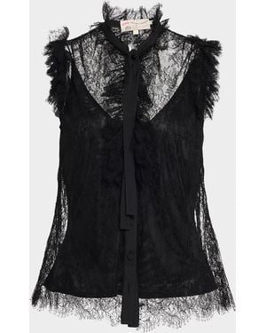 Maison Common Sleeveless Lace Blouse With Cami - Black