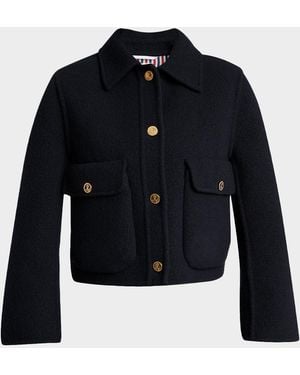 Thom Browne Brushed Wool Single-Breasted Jacket - Blue