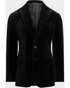 Ralph Lauren Velvet Peak Lapel Single-Breasted Sport Coat - Black