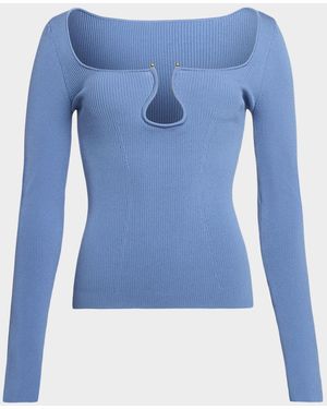 Ramy Brook Lylia Ribbed Wavy U-Ring Top - Green