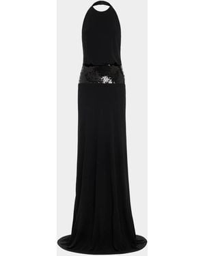 Ramy Brook Theresa Sequined Halter Gown - Black