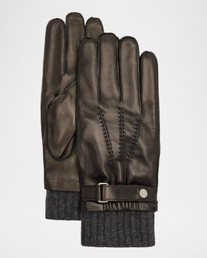 Portolano Apos;S Napa Leather And Cashmere-Cuff Gloves - Brown