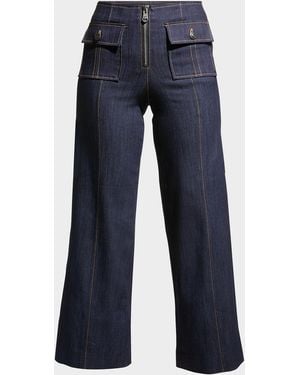 Cinq À Sept Azure Wide-Leg Stitched Pants - Blue