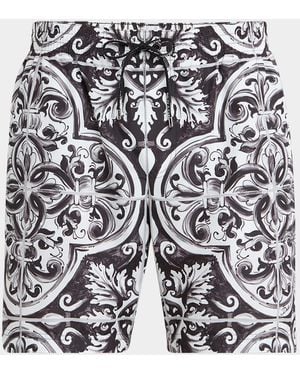 Dolce & Gabbana Majolica Swim Trunks - Black