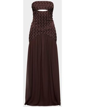 Et Ochs Amara Cutout Smocked Strapless Gown - Purple
