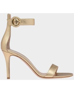 Gianvito Rossi Portofino 85Mm Metallic Leather Sandals - White